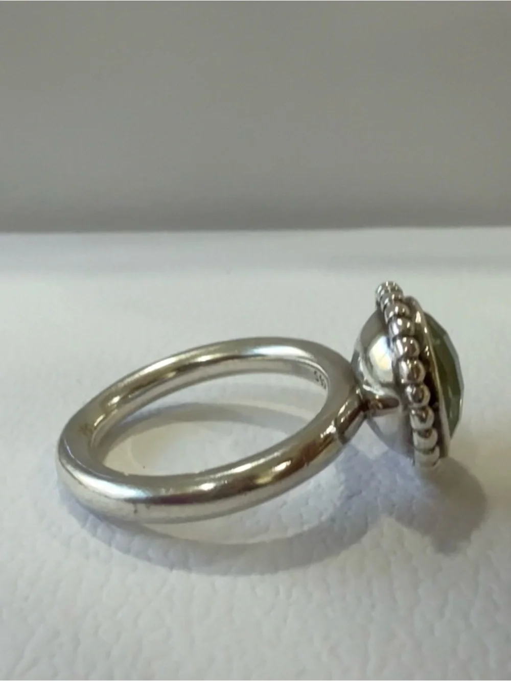 Authentic RETIRED Pandora Green Amethyst Halo Ring - Silver